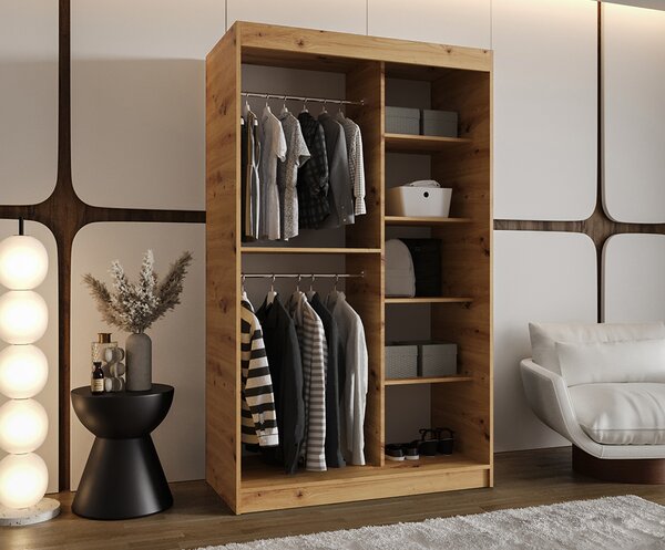 Šatní skřín s posuvnými dveřmi a zrcadlem ULTRA 120cm artisan