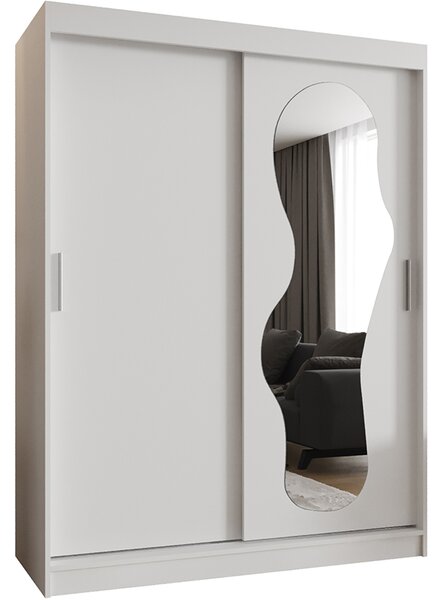 Šatní skřín s posuvnými dveřmi a zrcadlem ULTRA 150cm bílá