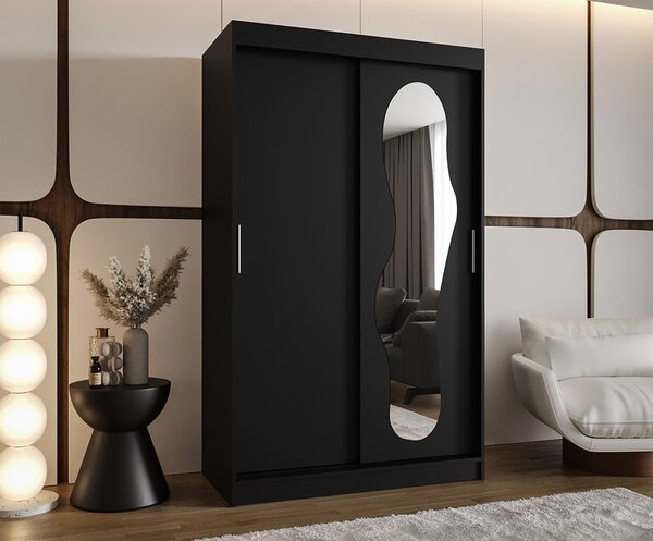 Šatní skřín s posuvnými dveřmi a zrcadlem ULTRA 120cm černá
