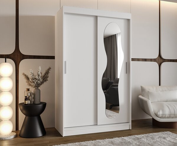 Šatní skřín s posuvnými dveřmi a zrcadlem ULTRA 120cm bílá