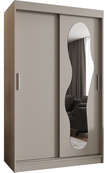 Šatní skřín s posuvnými dveřmi a zrcadlem ULTRA 120cm kašmírová