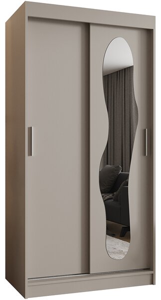Šatní skřín s posuvnými dveřmi a zrcadlem ULTRA 100cm kašmírová