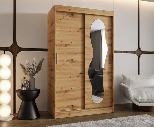 Šatní skřín s posuvnými dveřmi a zrcadlem ULTRA 120cm artisan