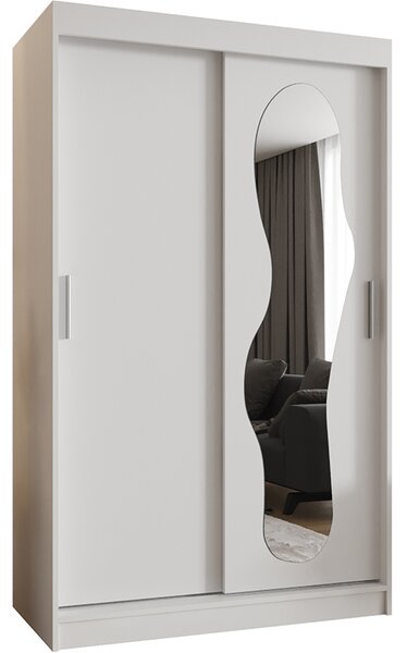 Šatní skřín s posuvnými dveřmi a zrcadlem ULTRA 120cm bílá