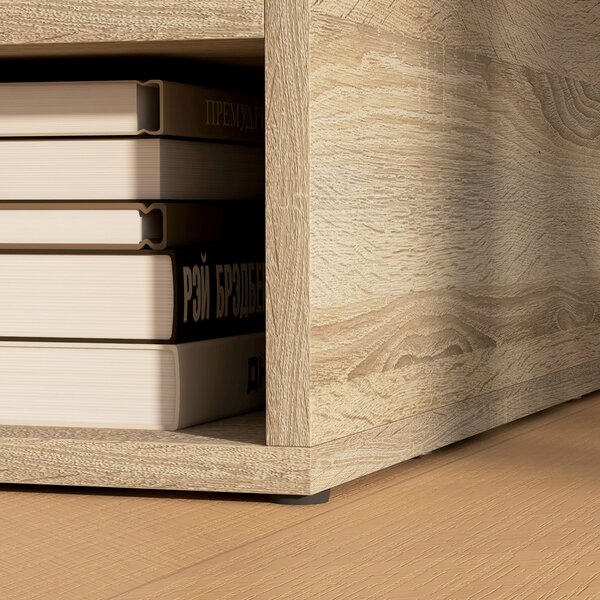 Organizér na stůl HOMCOM s dřevěným vzhledem a 3 přihrádkami, stojan na tiskárnu 47 x 40 x 22,5 cm | Aosom