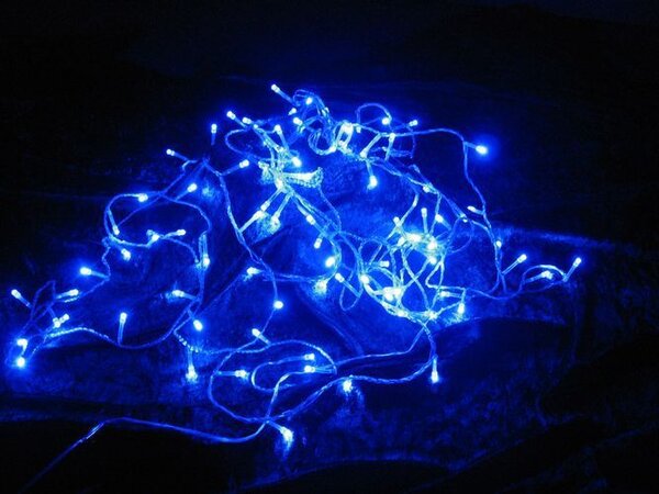 Vánoční LED řetěz 9 m, 100 LED, modrý