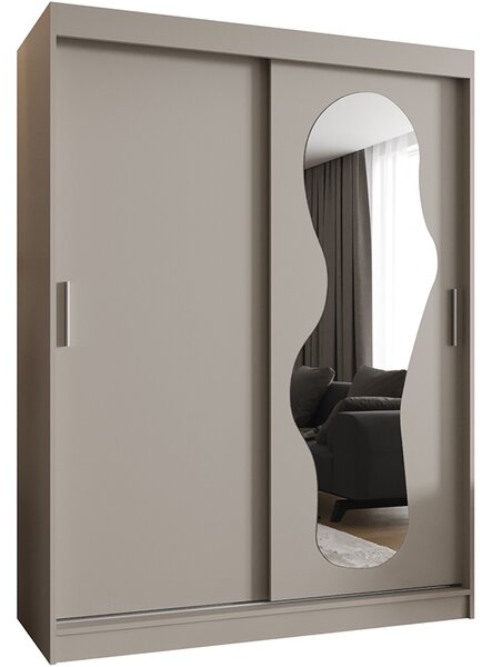 Šatní skřín s posuvnými dveřmi a zrcadlem ULTRA 150cm kašmírová
