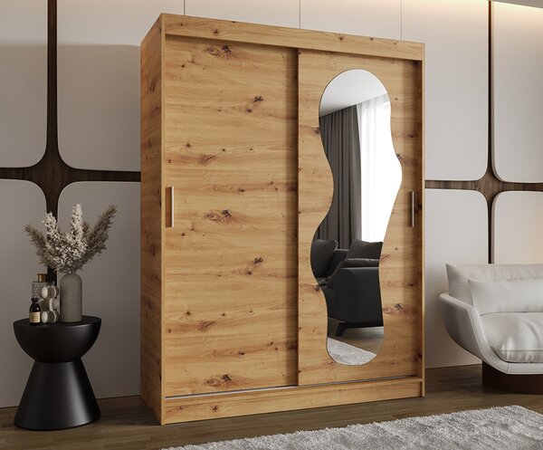 Šatní skřín s posuvnými dveřmi a zrcadlem ULTRA 150cm artisan