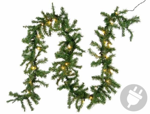 Vánoční dekorace, girlanda s osvětlením 2,7 m, teple bílý