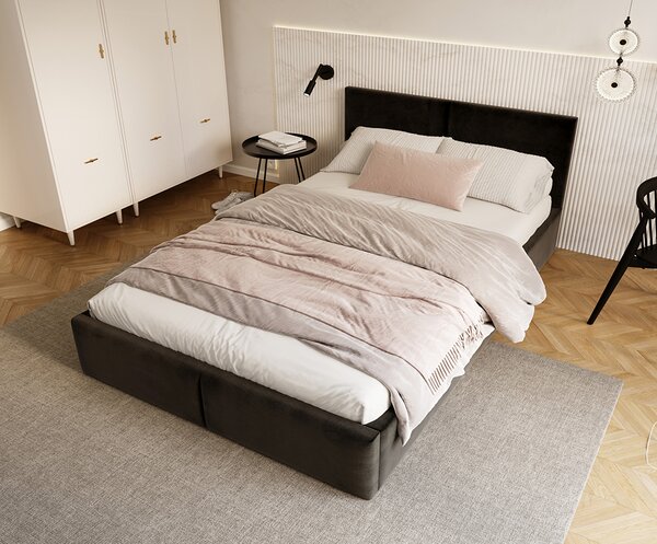 Čalouněná postel AMBER 90x200 Černá Trinity dřevěný rošt