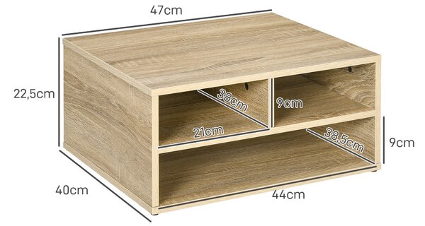 Organizér na stůl HOMCOM s dřevěným vzhledem a 3 přihrádkami, stojan na tiskárnu 47 x 40 x 22,5 cm | Aosom