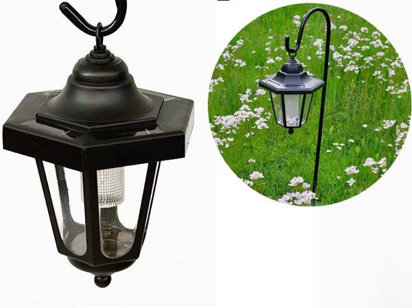 Zahradní solární LED lucerna 14 x 14 x 22 cm, kov/plast