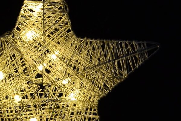 Vánoční dekorace, hvězda 25 cm, 10 LED, teple bílá