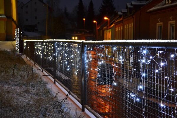 Vánoční světelný déšť 5 m, 144 LED, teple bílý, s časovačem