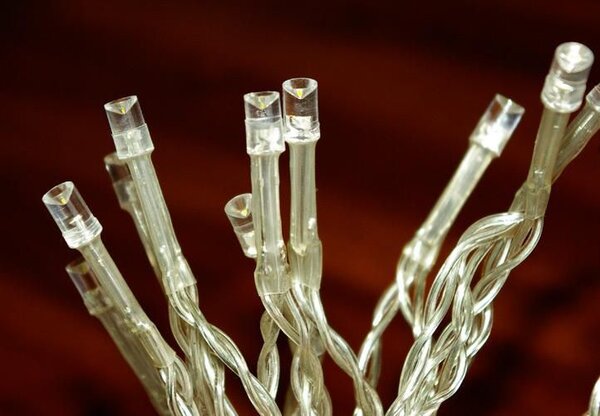 Vánoční LED řetěz 2 m, 20 LED, teple bílý, průhledný kabel