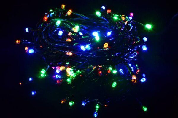 Vánoční LED řetěz 4 m, 40 LED, barevný, zelený kabel