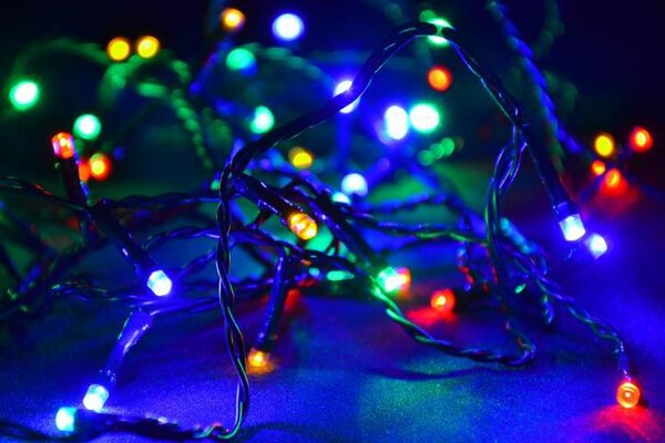 Vánoční LED řetěz 4 m, 40 LED, barevný, zelený kabel