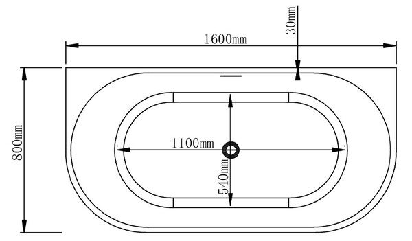 BPS-koupelny Volně stojící akrylátová vana ke stěně LENA 527C2 160x80 bílá, odtokový komplet chrom