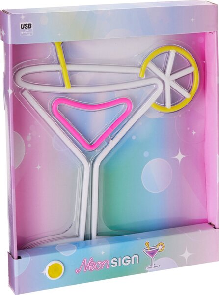 H & S COLLECTION Dekorace svítící nástěnná 30 × 38 cm coctail citron KO-NE1100230citr
