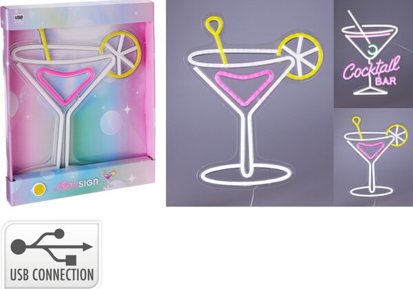 H & S COLLECTION Dekorace svítící nástěnná 30 × 38 cm coctail citron KO-NE1100230citr