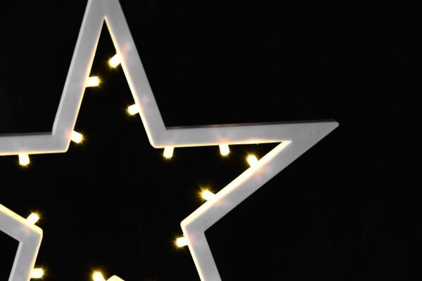Vánoční dekorace, hvězda na stojánku 38 cm, 20 LED