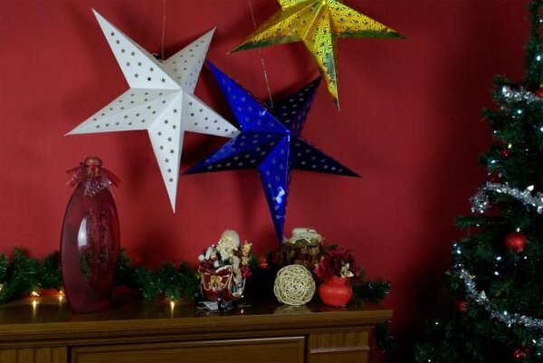 Vánoční hvězda s časovačem, 60 cm, 10 LED, bílá