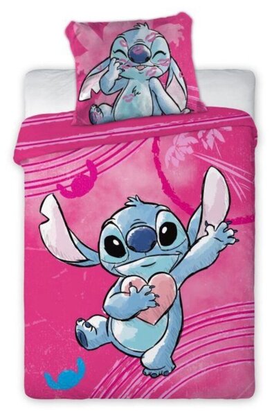 Povleceni Disney Lilo and Stitch růžový do postýlky 135x100cm+40x60cm Faro