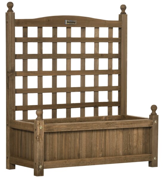 Zahradní truhlík s mříží Outsunny - Květinový box - Vysoký truhlík - rozměry 64D x 28Š x 75V cm, včetně zavlažovacích vložek z ošetřeného smrkového dř