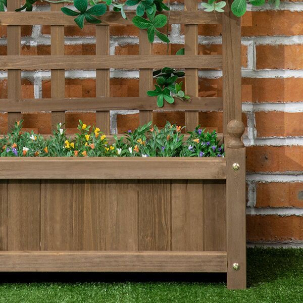 Zahradní truhlík s mříží Outsunny - Květinový box - Vysoký truhlík - rozměry 64D x 28Š x 75V cm, včetně zavlažovacích vložek z ošetřeného smrkového dř