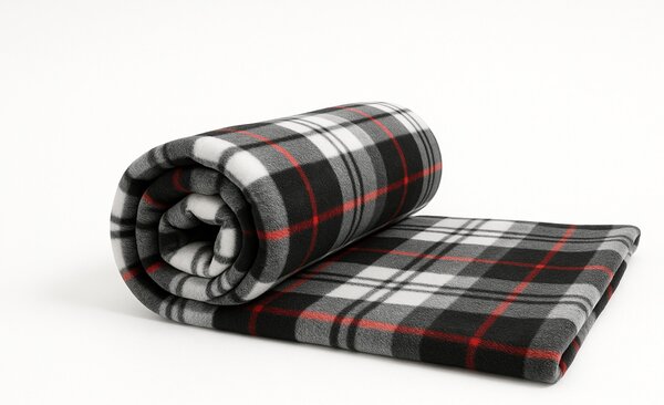 Jahu Deka fleece kostka 150 x 200 cm Barva: červeno-černá