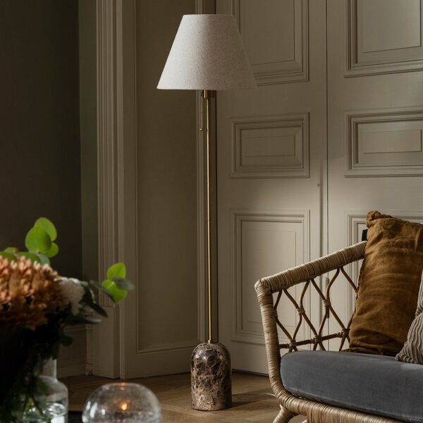 Stojací Lampa Globen Lighting, Gino, Béžová, Obývací pokoj, Tkanina / Textil, Design
