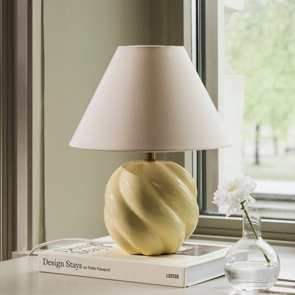 Stolní lampa Globen Lighting, DAHLIA, Béžová, Obývací pokoj, Tkanina / Textil