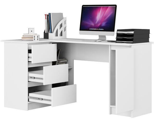 Ak furniture Rohový psací stůl B20 155 cm bílý levý
