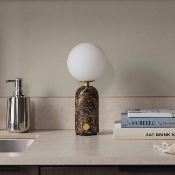 Stolní lampa Globen Lighting, Torrano, stmívatelné, Hnědá / Rezavá, Obývací pokoj, Kámen, Design