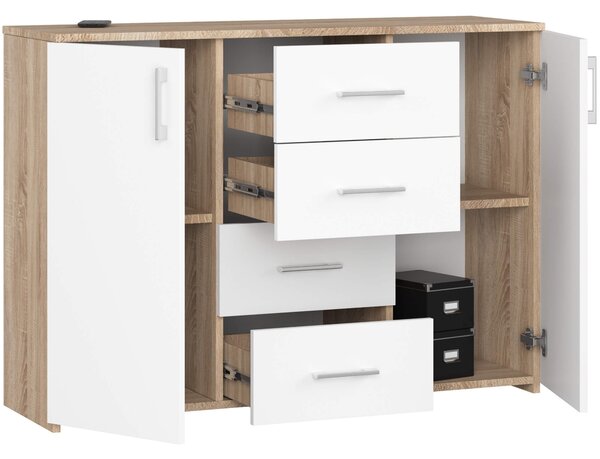 Ak furniture Komoda Torvi K 110 cm dub sonoma/bílá