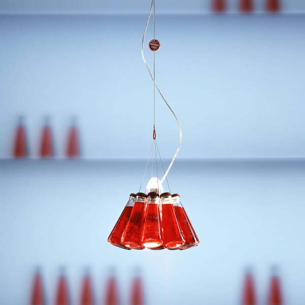 Ingo Maurer Campari Light – závěsné světlo 155 cm, stmívatelný, Červená, Obývací pokoj / jídelna, Sklo, Design