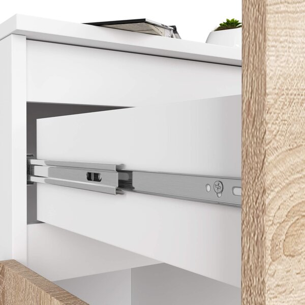 Ak furniture Komoda Kiara 80 cm 2 skříňky a 1 šuplík bílá/dub sonoma