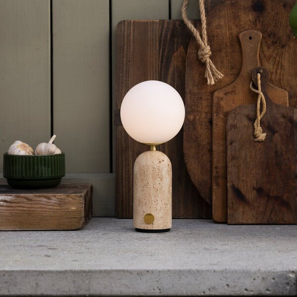 Stolní lampa Globen Lighting, Torrano, stmívatelné, Béžová, Obývací pokoj, Kámen, Design