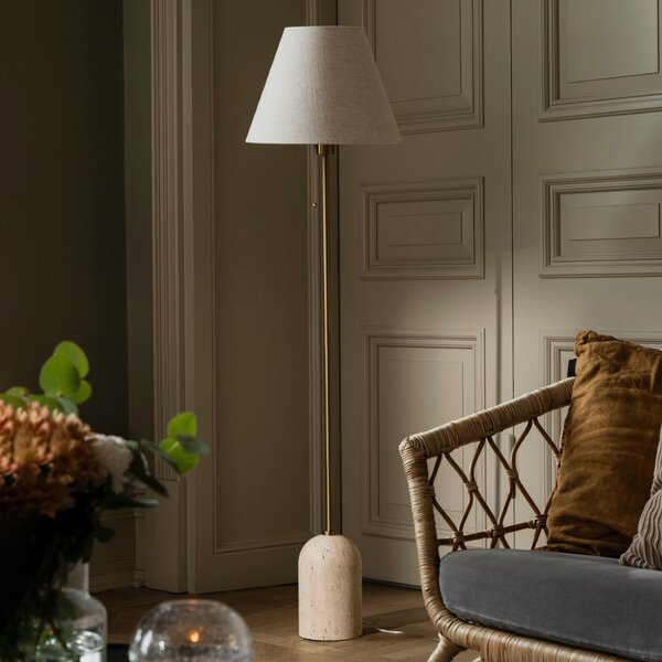 Stojací Lampa Globen Lighting, Gino, Béžová, Obývací pokoj, Tkanina / Textil, Design