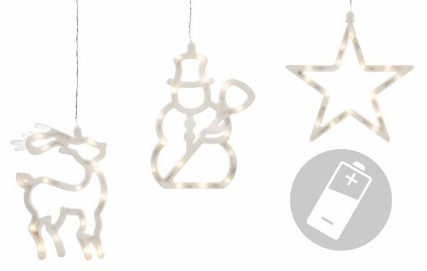 Vánoční LED ozdoby na okno – sada sněhulák, 19 - 20 cm
