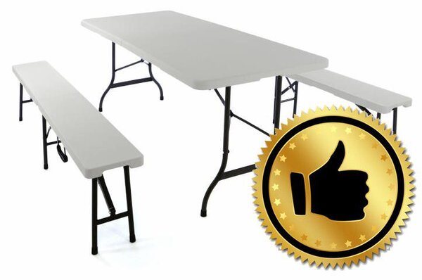 Skládací zahradní stůl Garth 180 cm + 2 lavice