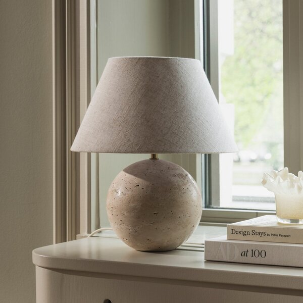 Stolní lampa Globen Lighting, Castello, Béžová, Obývací pokoj, Tkanina / Textil, Design