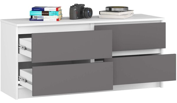 Ak furniture Komoda Kuba 120 cm 4 šuplíky bílá/grafitová