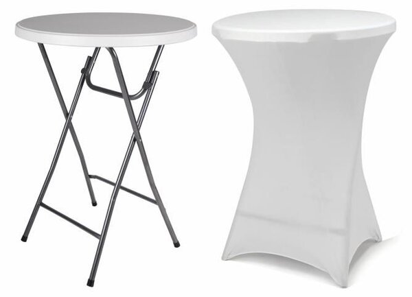 Párty stolek BISTRO vč. elastického potahu, bílá