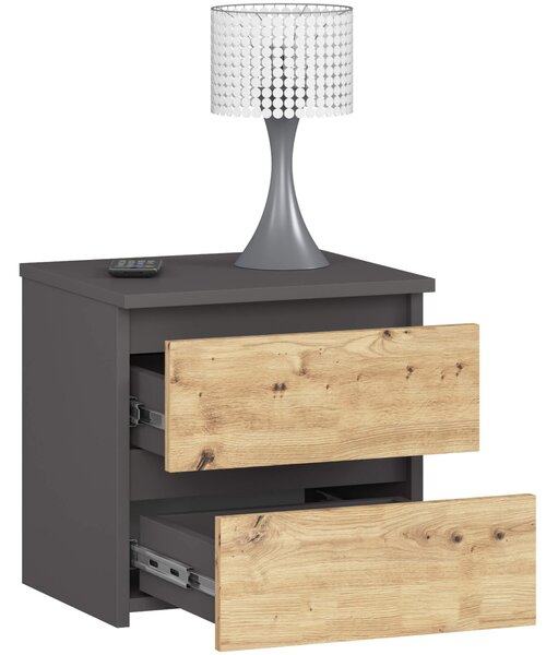 Ak furniture Noční stolek CL2 40 cm grafitově šedý/dub artisan