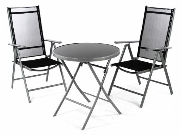 Garthen 36492 Zahradní balkónový set židle a stůl - černé