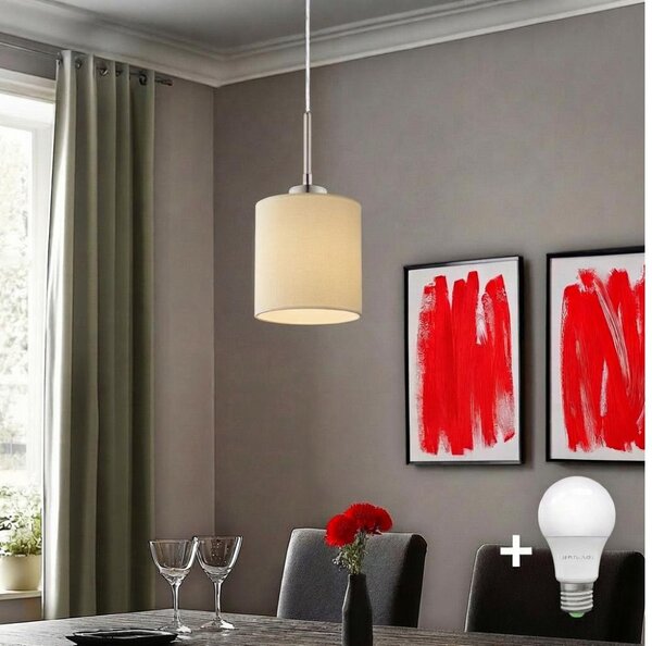 Eglo - LED Lustr na lanku TUNJA 1xE27/60W/230V krémová
