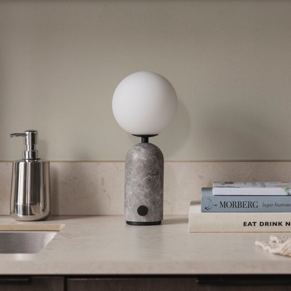 Stolní lampa Globen Lighting, Torrano, stmívatelné, Šedá, Obývací pokoj, Kámen, Design