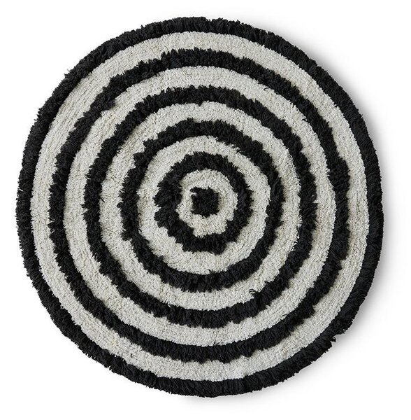 Béžovo-černá kulatá bavlněná koupelnová předložka Bath mat - Ø 120 cm - HKLIVING