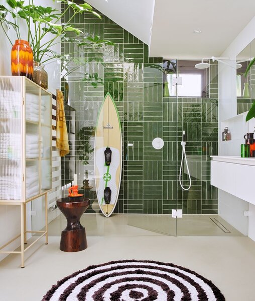 Béžovo-černá kulatá bavlněná koupelnová předložka Bath mat - Ø 120 cm - HKLIVING